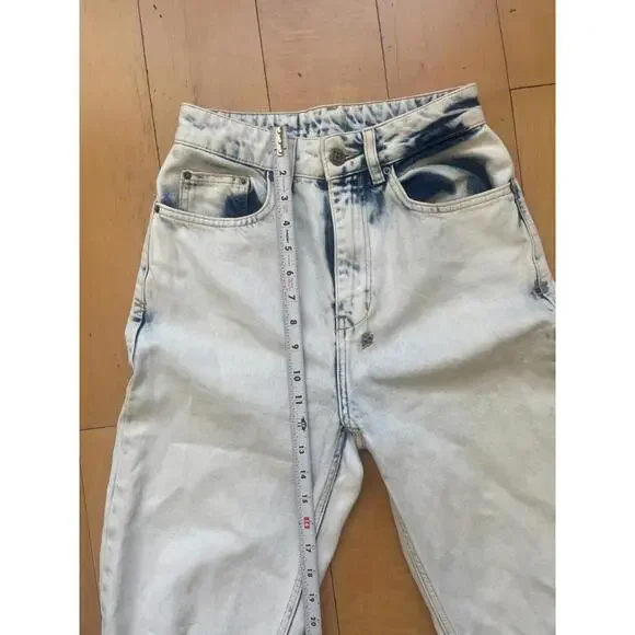 Ksubi Women’s Jeans Size 24 Straight Leg High Rise Acid Wash Blue White Denim - Picture 7 of 8